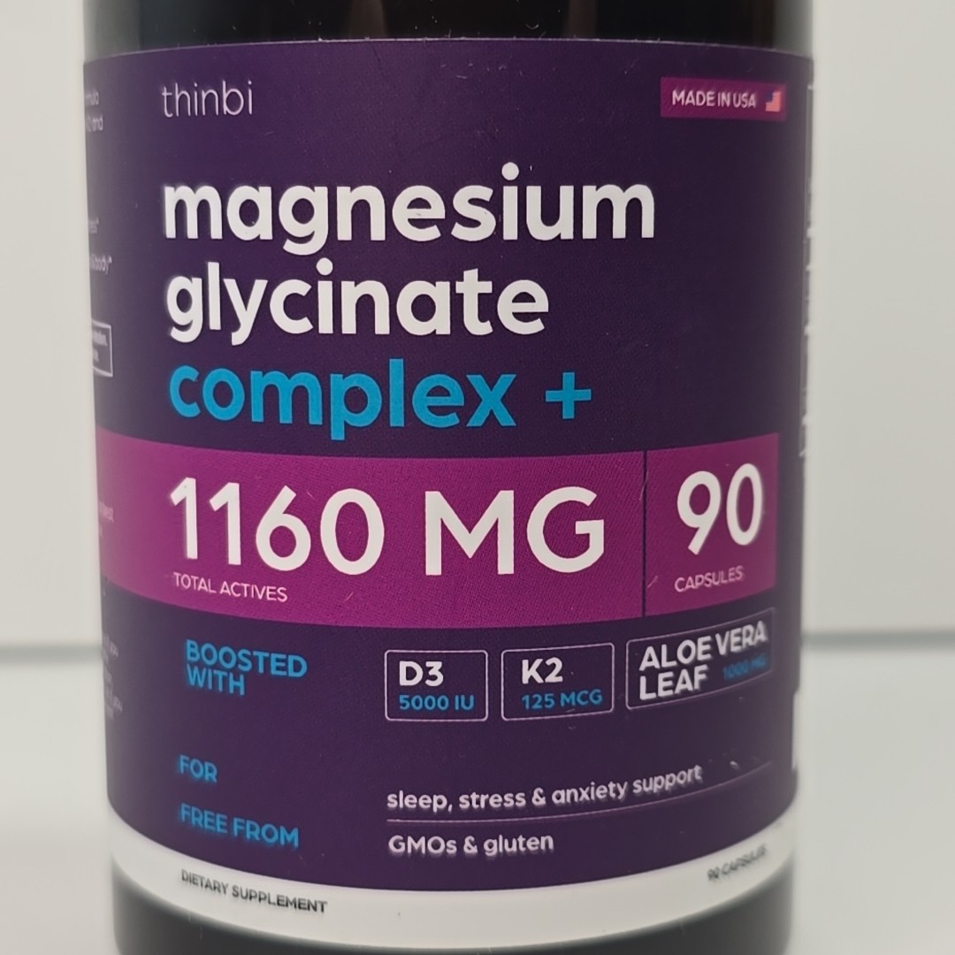 Magnesium Glycinate Complex + Vitamin D3 + K2 + Aloe Vera, 90 Capsules 07/2028