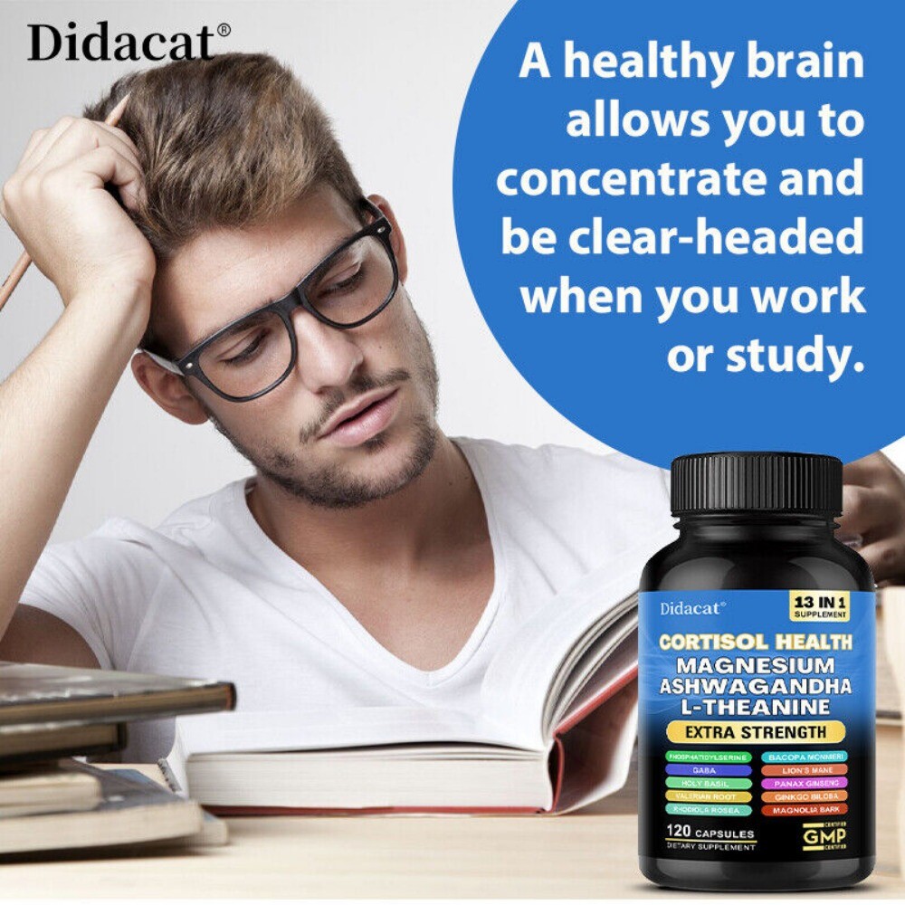 Cortisol Supplement Magnesium Blend 200mg L Theanine 150mg 120 Pills Non GMO