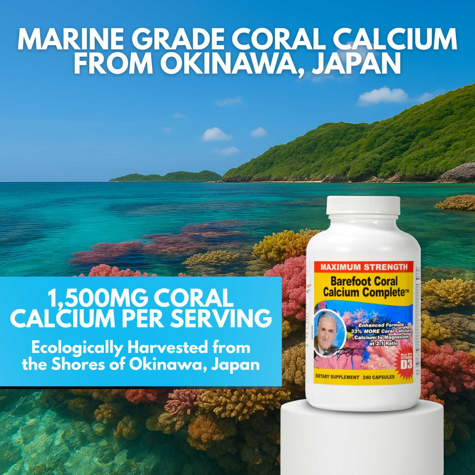 Barefoot Coral Calcium Complete – Bob Barefoot 240 Caps – 1500mg Coral Calcium