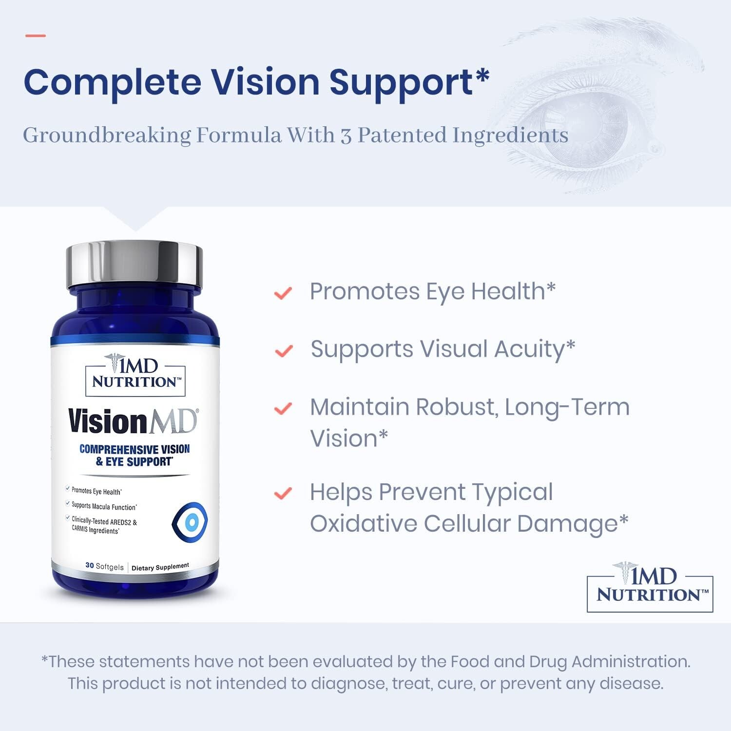 VisionMD Eye Vitamin CARMIS with Lutein & Zeaxanthin 90 Softgels, 3-Pack