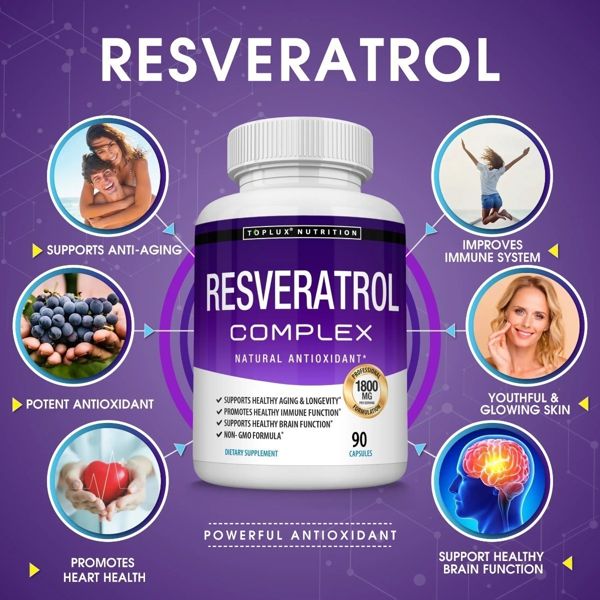 NEW 1800mg Resveratrol Supplement | Natural Antioxidant Support
