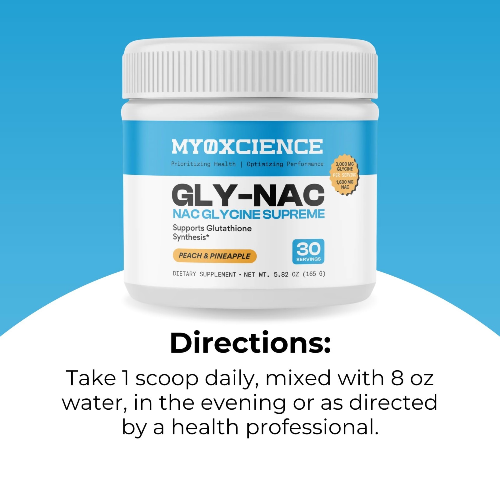 N-Acetyl-L-Cysteine & Glycine Supplement | Taurine Blend, Peach Pineapple Flavor