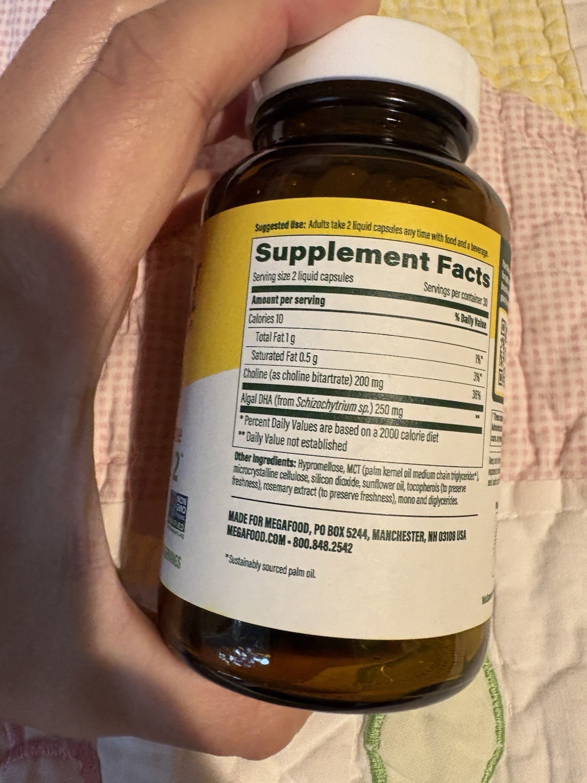 MegaFood Prenatal DHA & Choline Supplement for Baby & Me 2 30 Day Supply SEALED