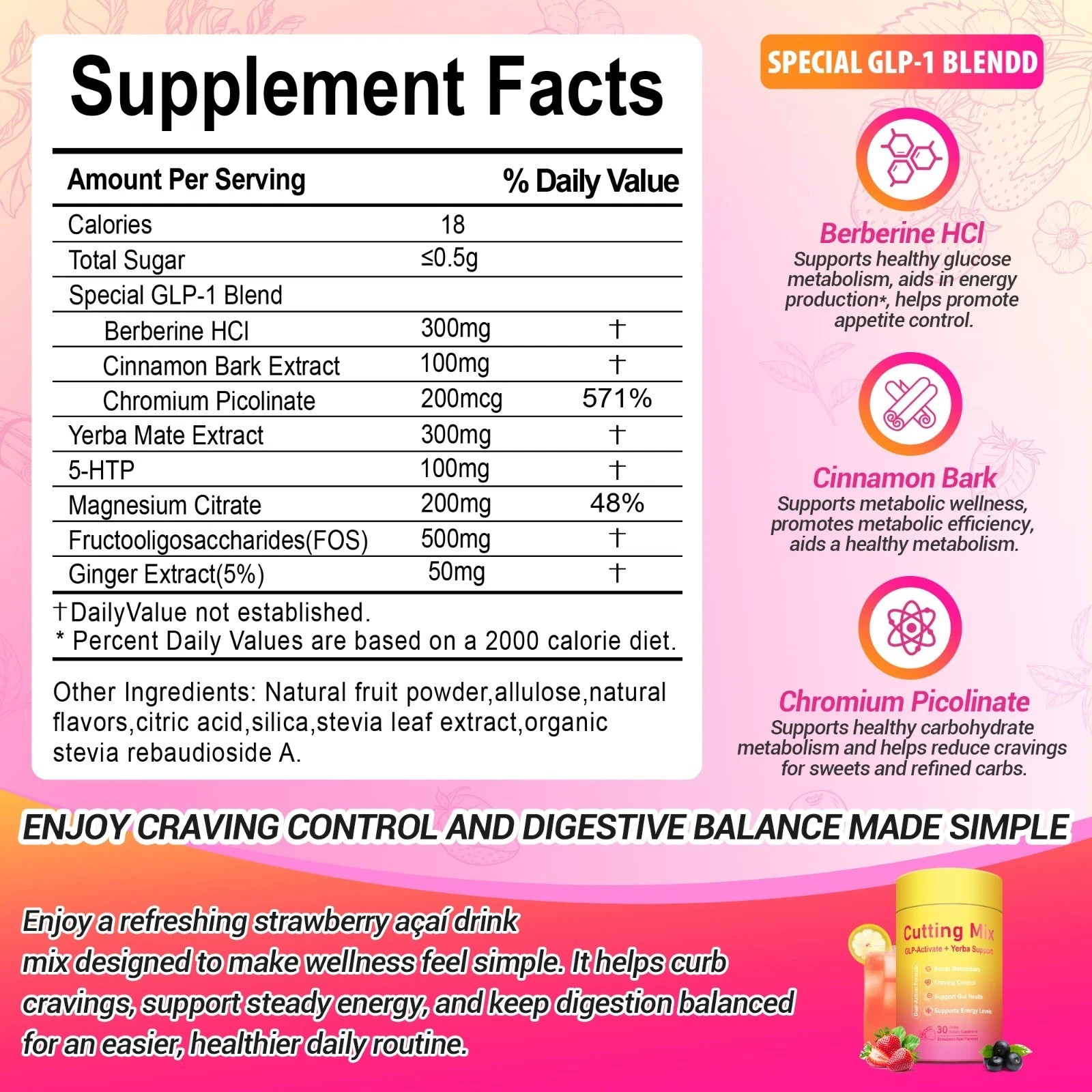 LeeFar Cutting Drink Mix – Berberine, Chromium, FOS, Yerba Mate