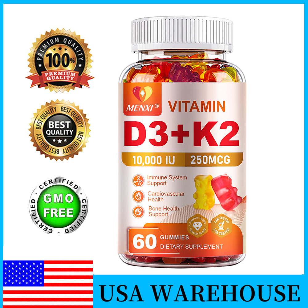 MENXI Vitamin D3 K2 Gummies – 60 Count – Supports Healthy Bone Heart