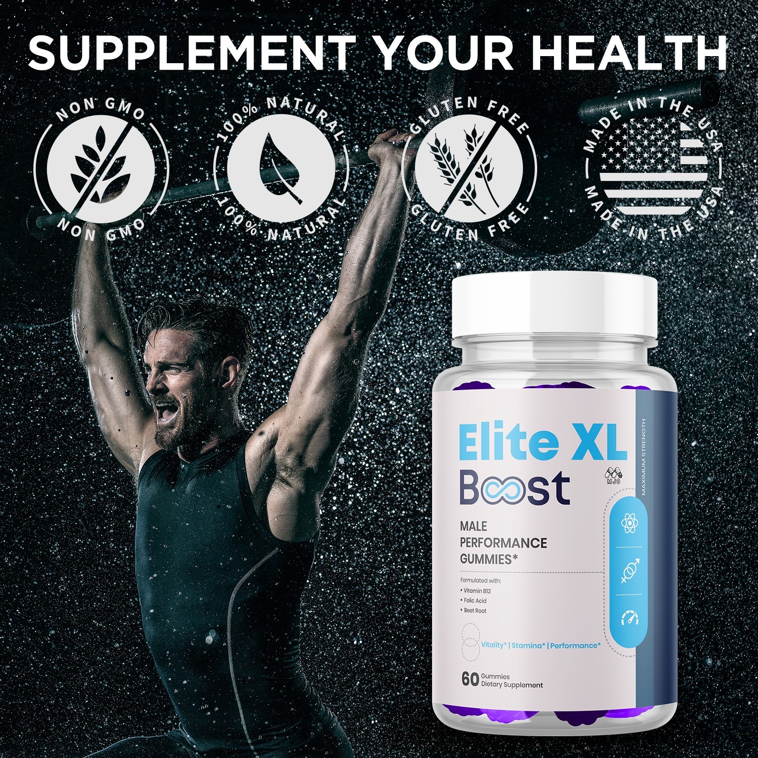 (1 Pack) Elite XL Boost Male Gummys Advanced Elite XLBoost Formula 60 Gummies