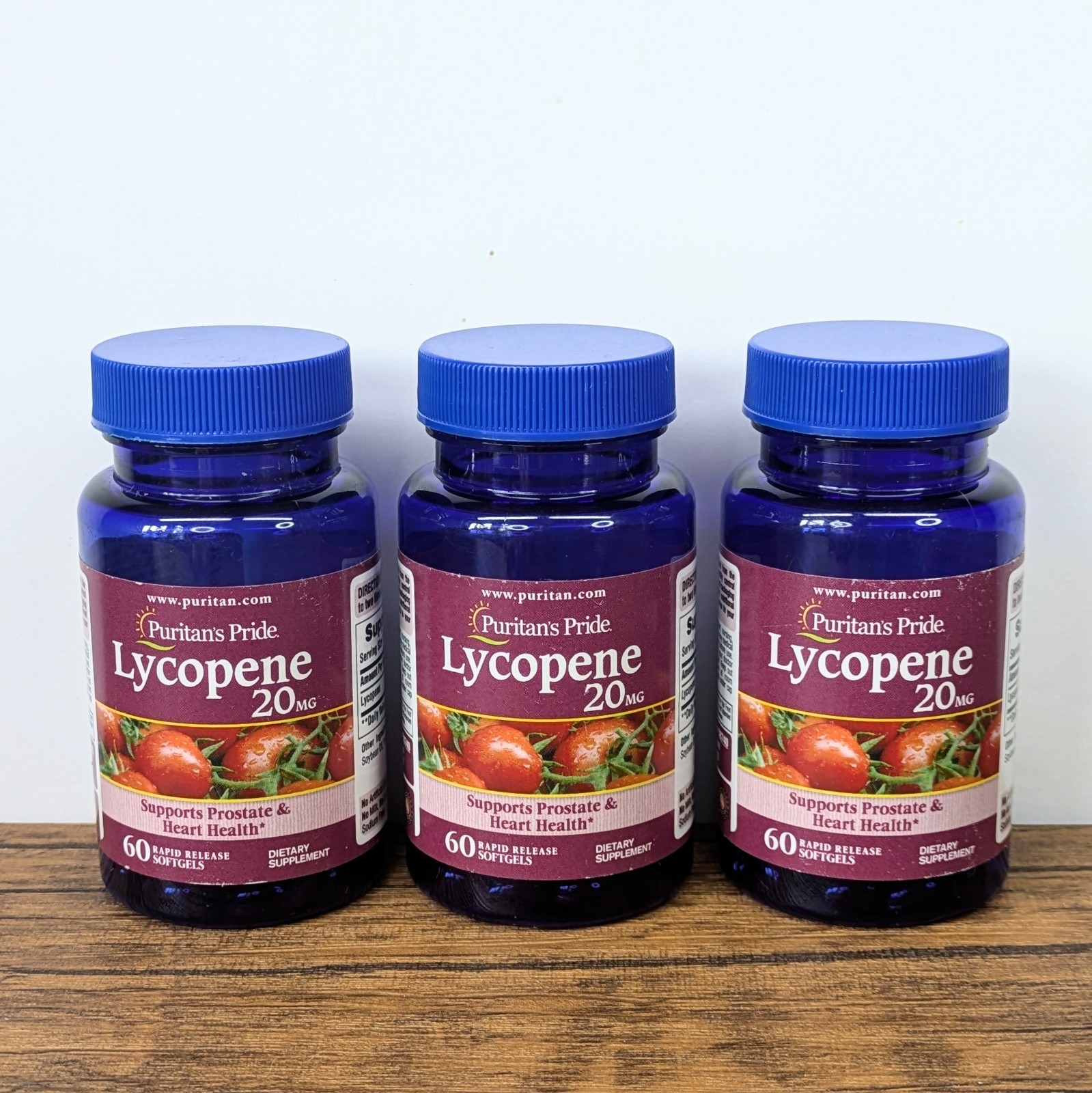 (3 Pack) Puritan’s Pride Lycopene 20mg 60 Softgels, Exp 06/2028