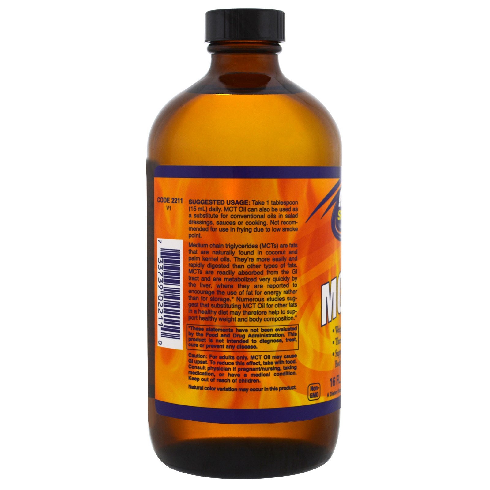 Now Foods Sports MCT Oil Pure 16 fl oz 473 ml GMP Quality Assured, Kosher,