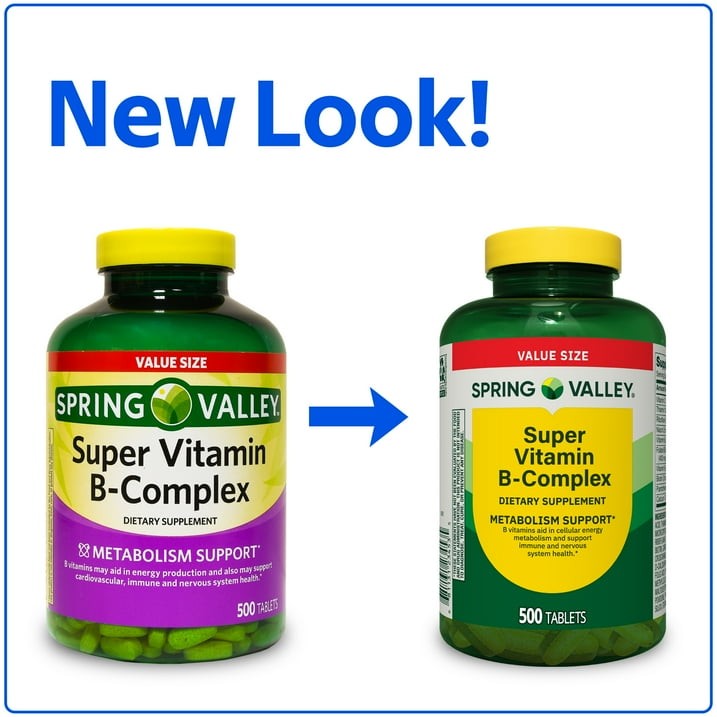 Spring Valley Super Vitamin B-Complex Tablets Value Size, 500 Count