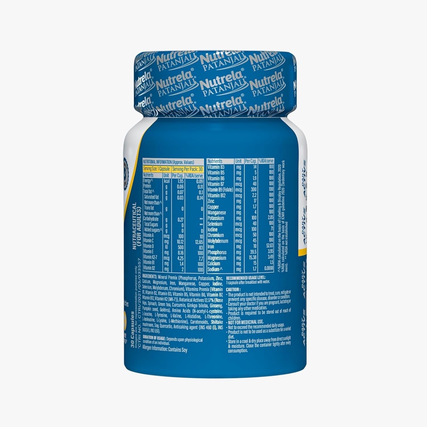 2 x Patanjali Nutrela Daily Active Multivitamin With Mineral & Herbal, 60 Caps
