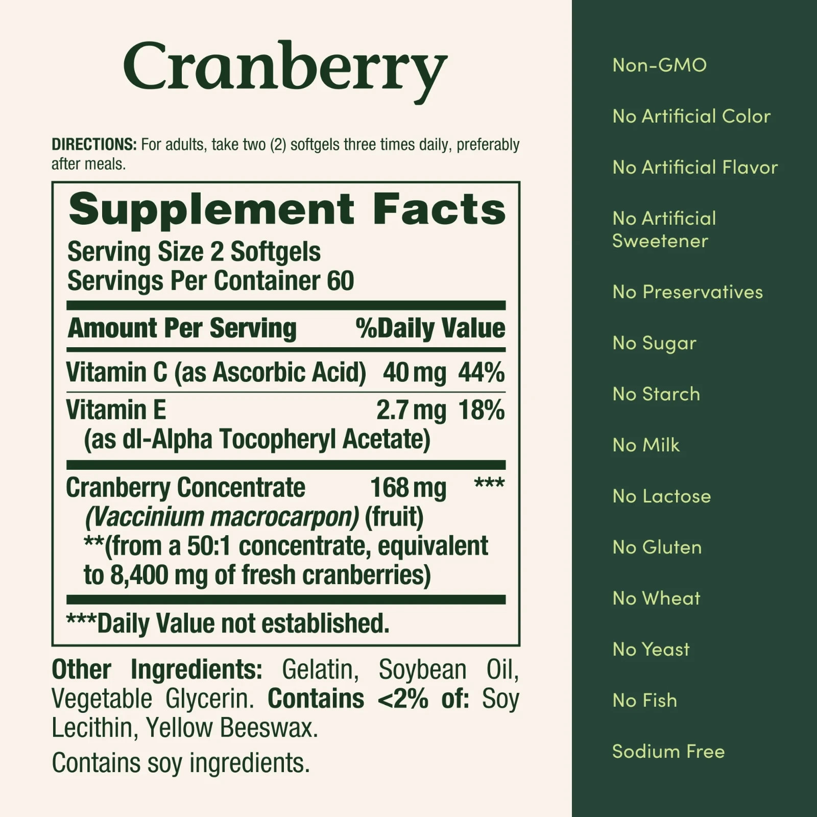 Nature’s Bounty Cranberry + Vitamin C 4200mg 2 Pack 120 Softgels Immune Support