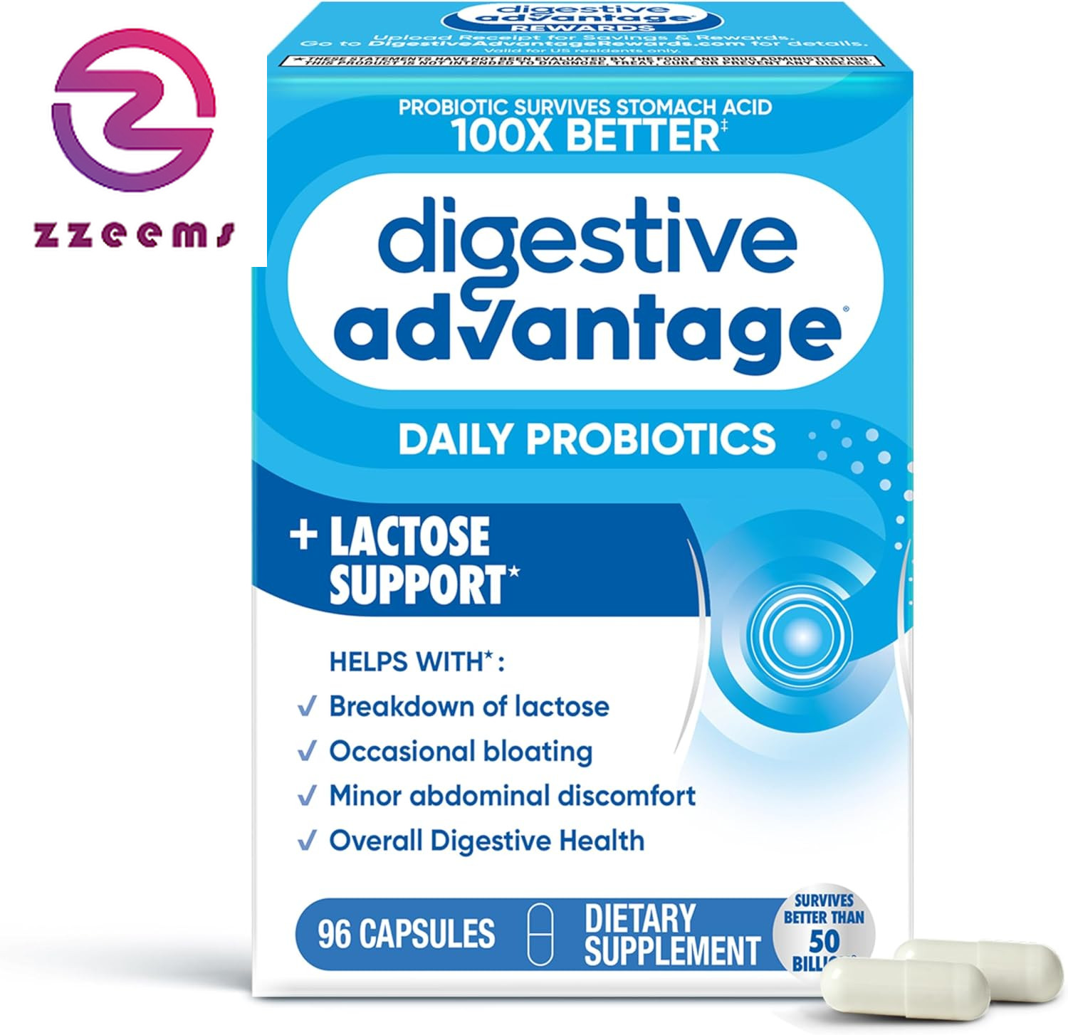 Probiotics + Lactase Digestive Enzymes for Digestive Health, Daily Probiotics fo