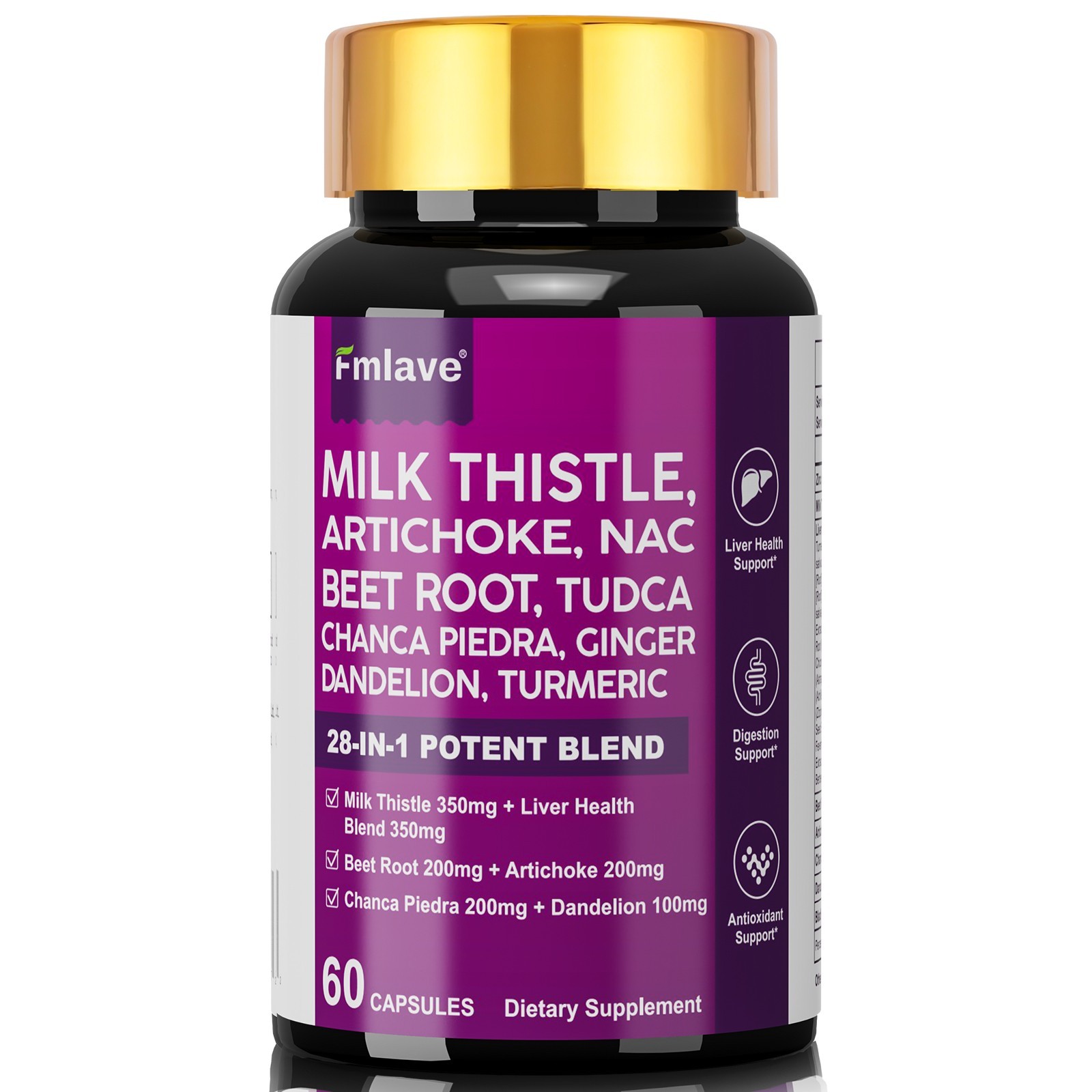 Milk Thistle (Silymarin 3500mg) Dandelion Turmeric Artichoke NAC – Liver Support