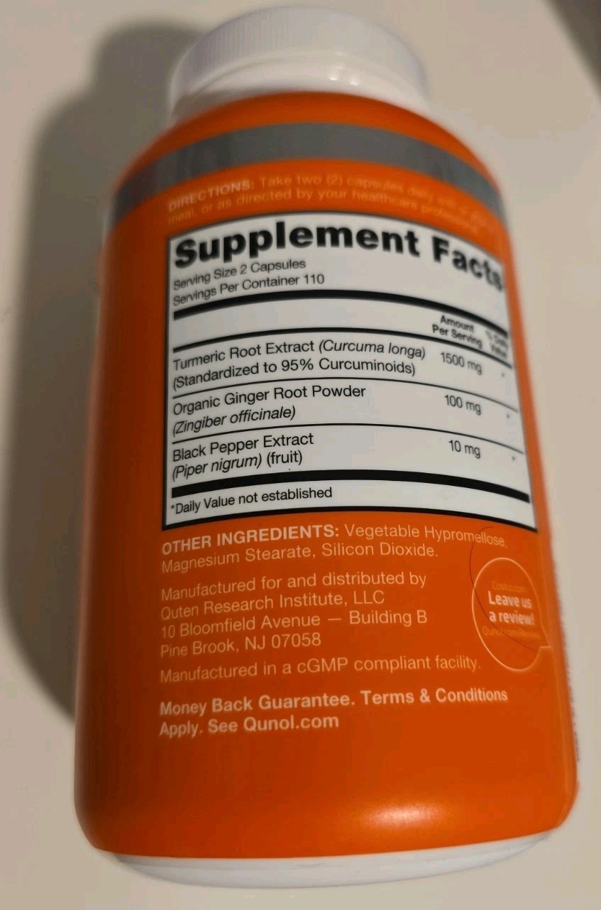 Qunol Turmeric 95% Curcuminoids 1500mg – 220 Capsules (B040)