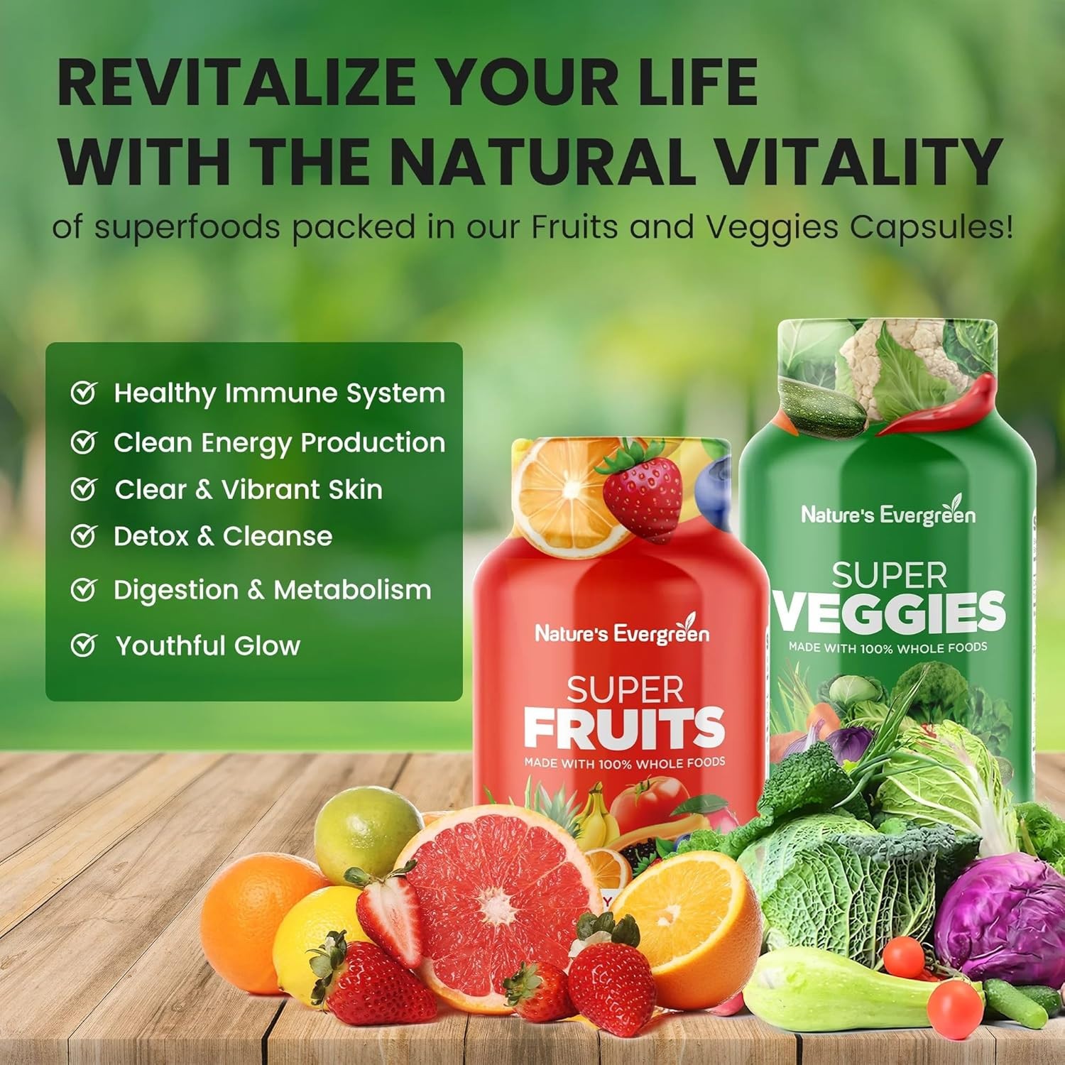 Super Fruits and Veggies Supplement Balance of Daily Nature Vegetables- Set of 2
