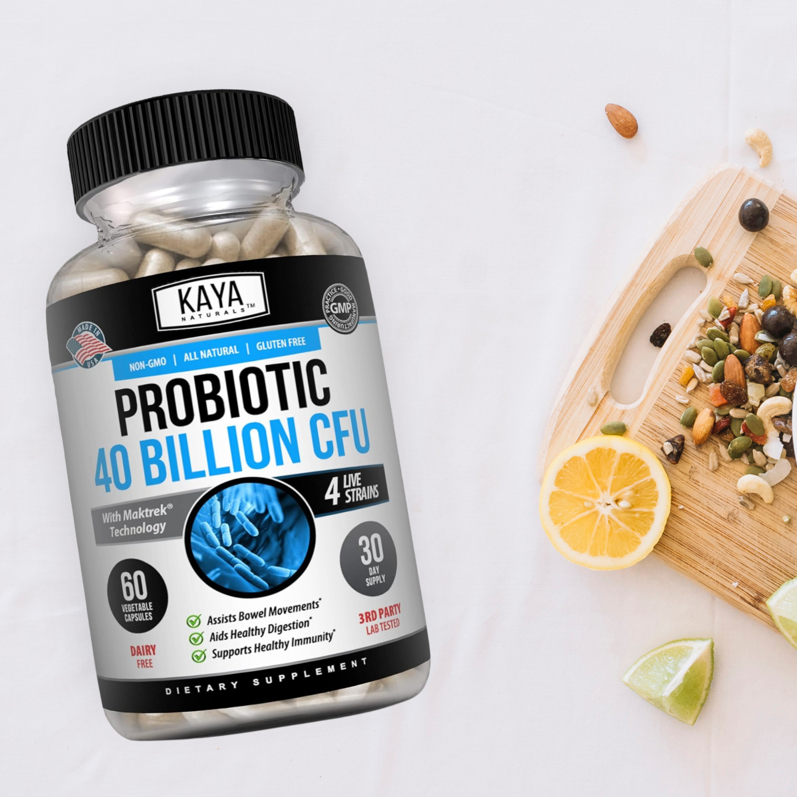 Probiotic 40 Billion CFU Guaranteed Potency Digestive Immune Health 60 Capsules