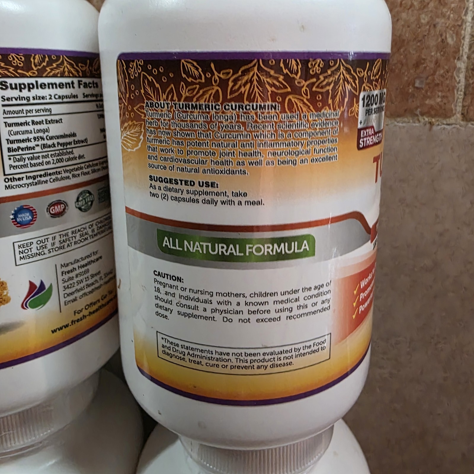 Turmeric Curcumin Bioperine Root Lot Save Supplement – 2 Bottles – 360 Capsules