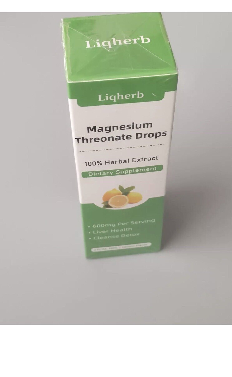 Liqherb Magnesium Threonate Drops 2oz Lemon Flavor Expires 10/2025 – 30 Servings