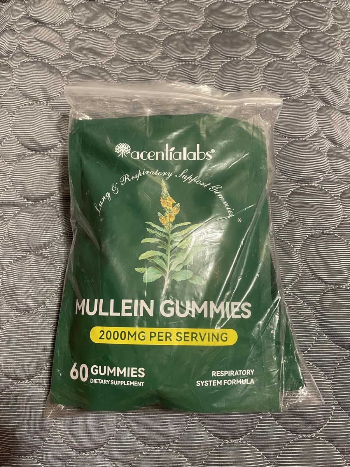 60 Count Mullein Gummies for Lung Cleanse, 2000mg Organic Mullein Leaf Extract f