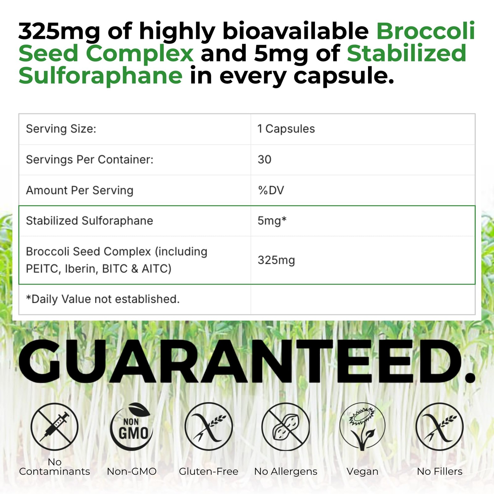 Mara Labs BrocElite Plus | Stabilized Broccoli 30 Count (Pack of 1)