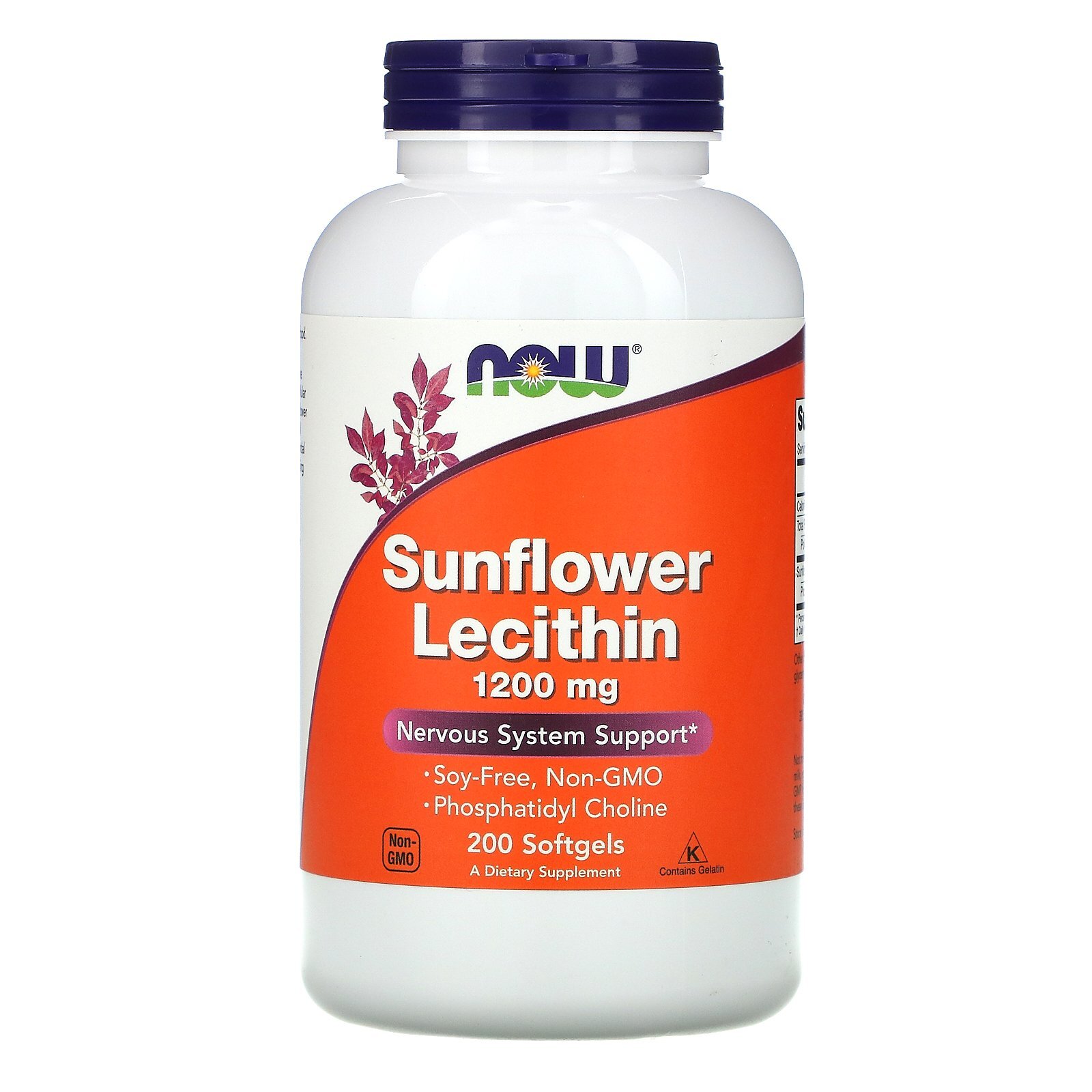 Now Foods Sunflower Lecithin 1200 mg 200 Softgels GMP Quality Assured, Kosher,