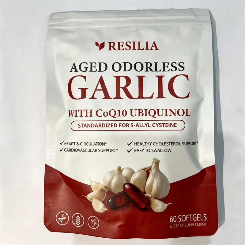 Resilia Garlic Extract 600mg Softgels (60 Count) Odorless Aged Garlic Extra