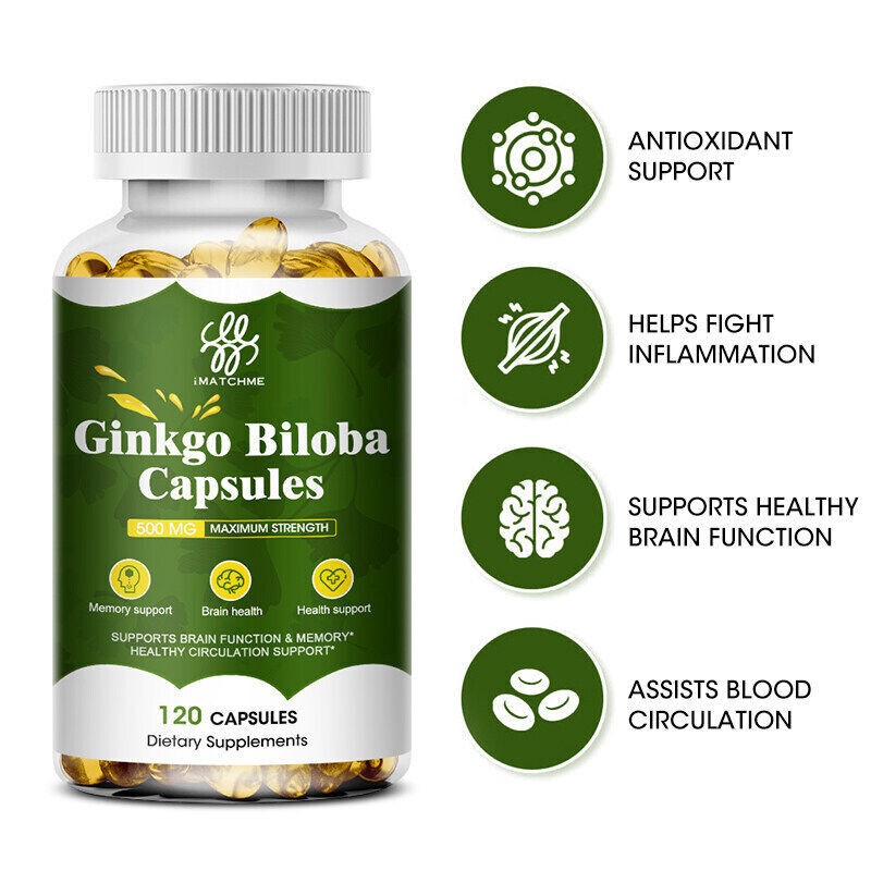 1/3/5XOrganic Ginkgo Biloba 500mg, Ginko Biloba Leaf,Memory & Concentration