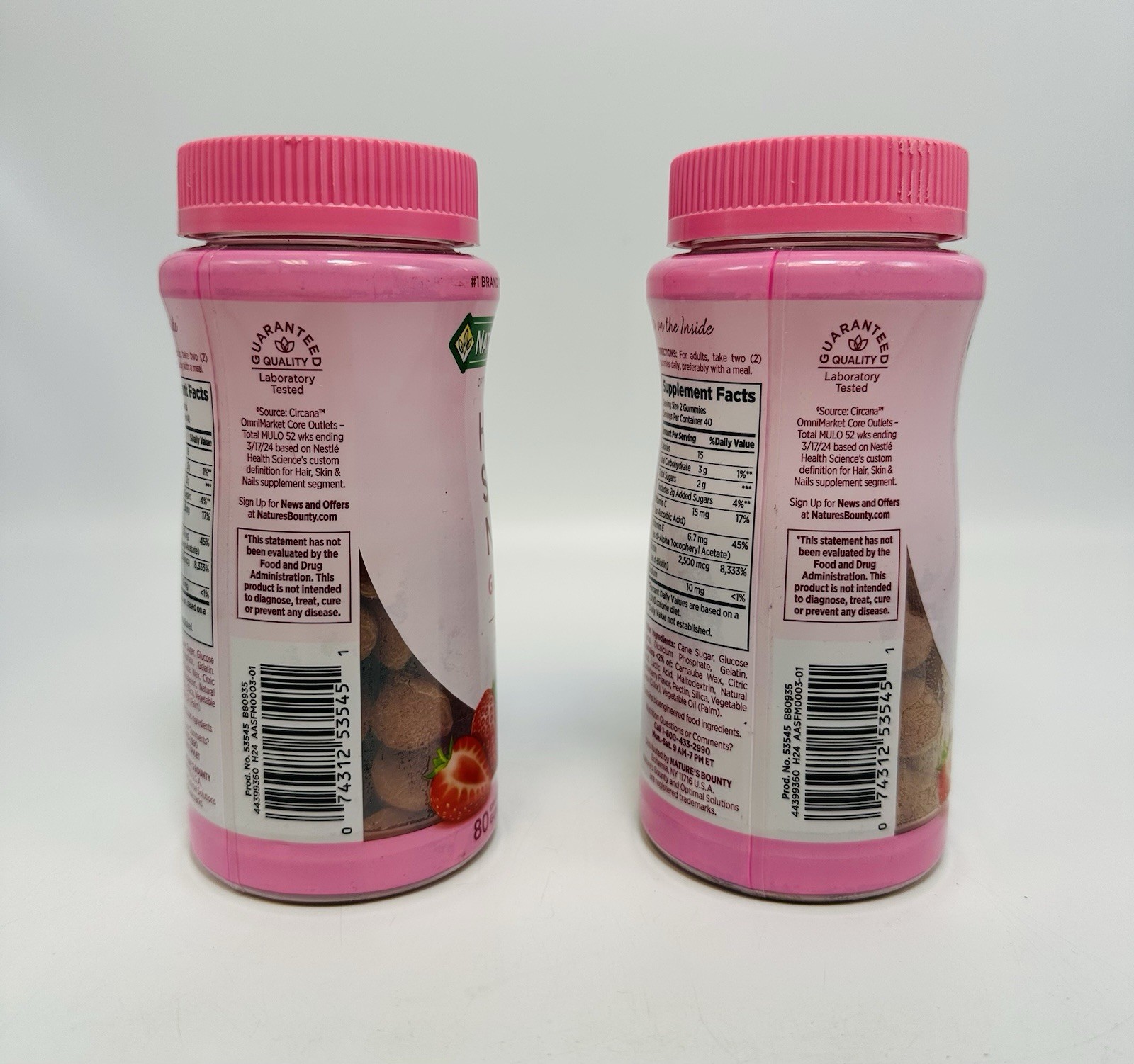 2 Pack Nature’s Bounty Hair Skin & Nails Gummies 80 Ct | Biotin + Collagen 08/26