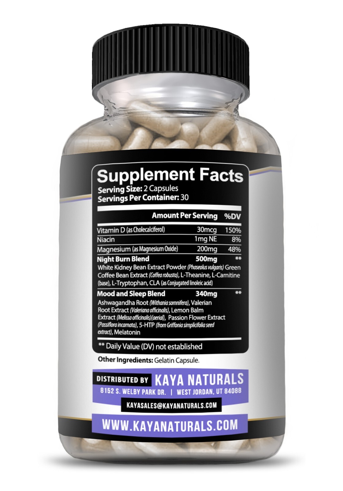 Night Time Fat Burn Supplement 60ct, Metabolism Support, Healthy Weight Loss