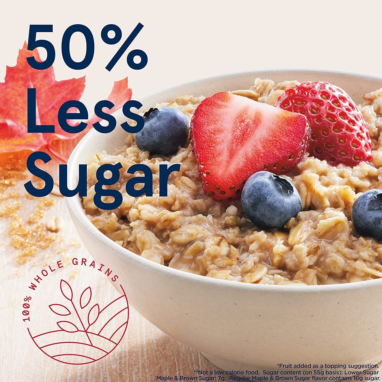Quaker Instant Oatmeal Lower Sugar, Maple & Brown 1.19 Ounce (Pack of 44)