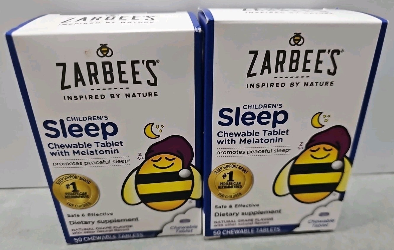ZARBEE’S Children’s Sleep Chewable Tablet w/Melatonin Grape Flavor 50 Tablets x2