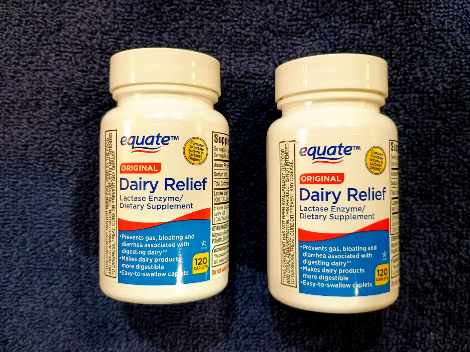 (2) New Bottles Equate Dairy Digestive 120 Caplets Per Bottle