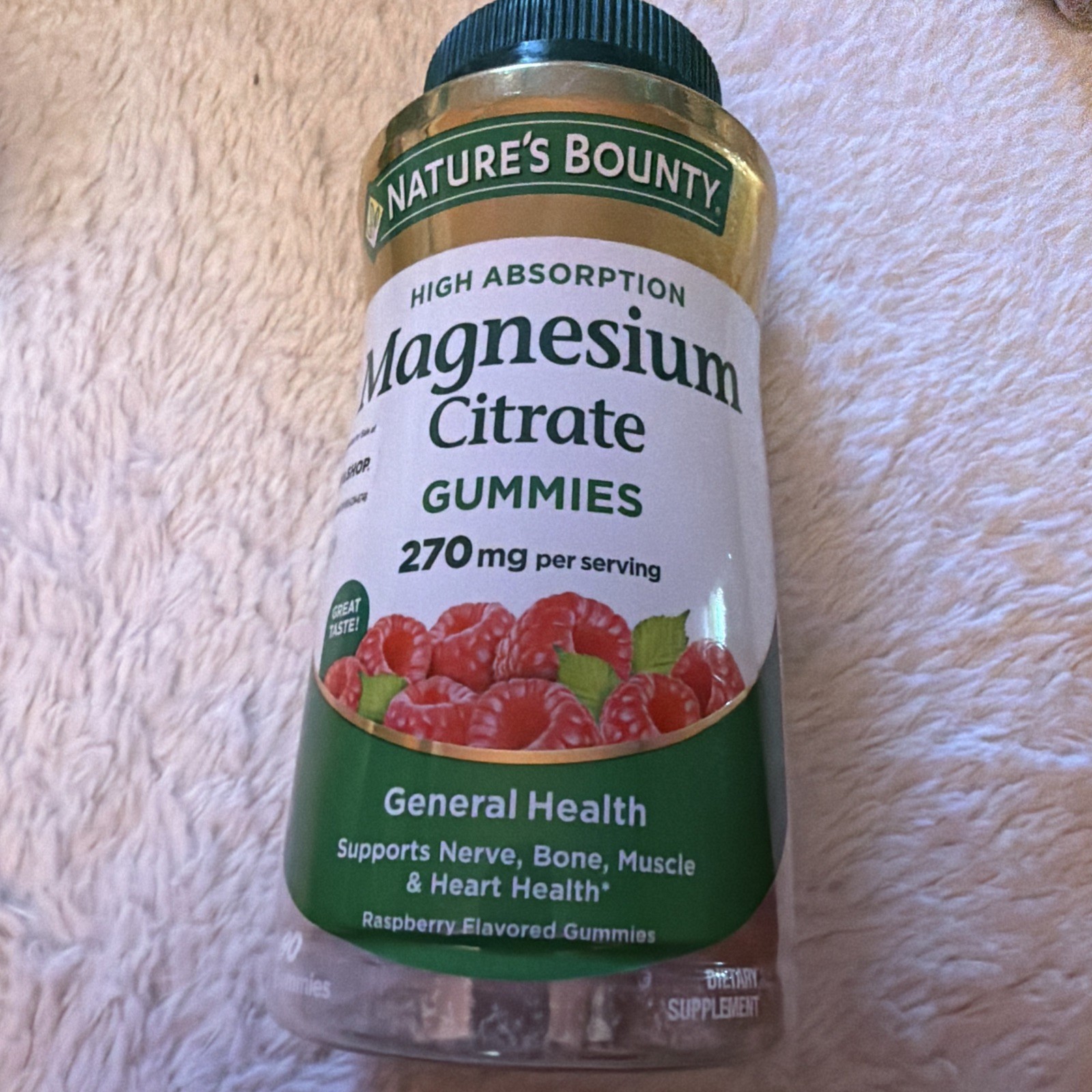 Nature’s Bounty Magnesium Gummies 270 mg 90 Raspberry Gummies Exp 02/2027