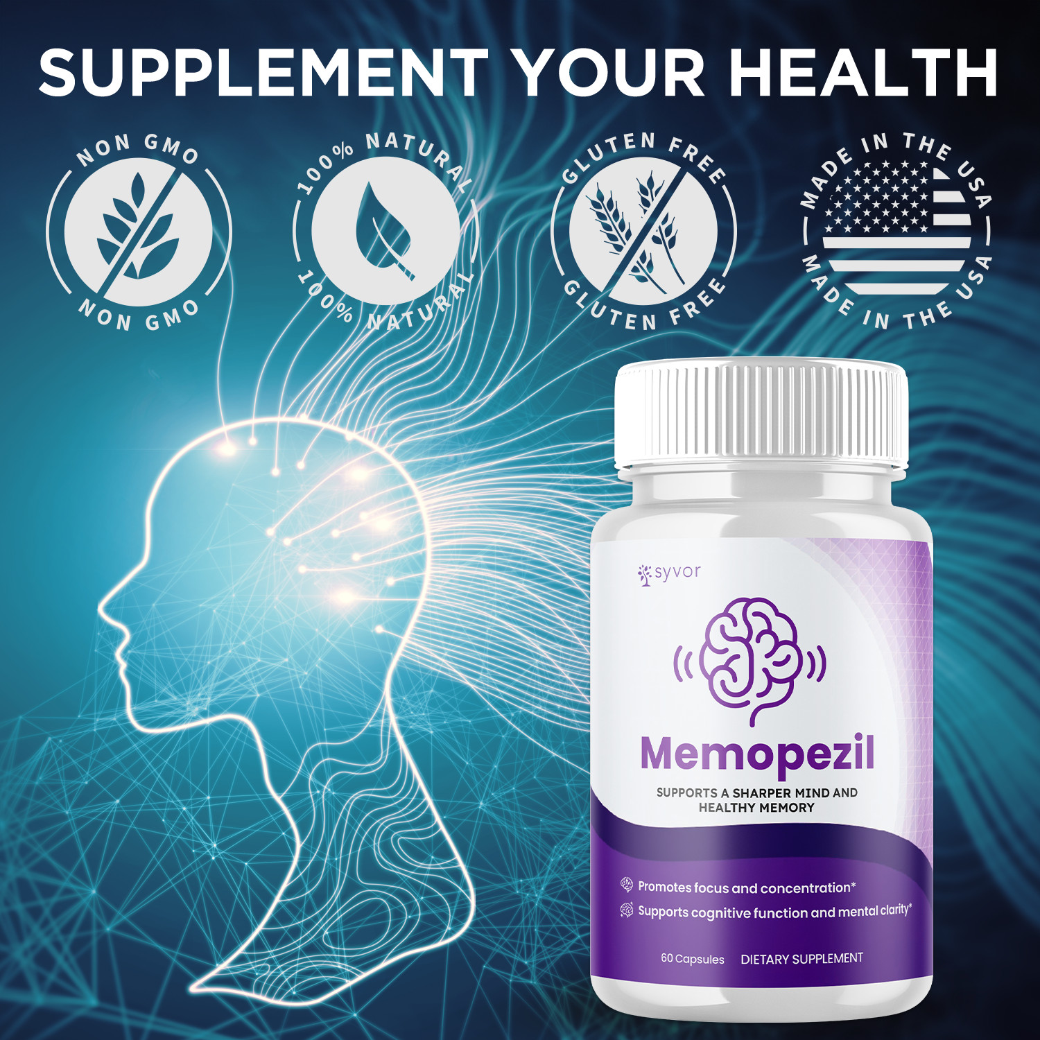 (5 Pack) Memopezil Nootropic All Natural Brain Supplement Memo Pezil 300 Capsule