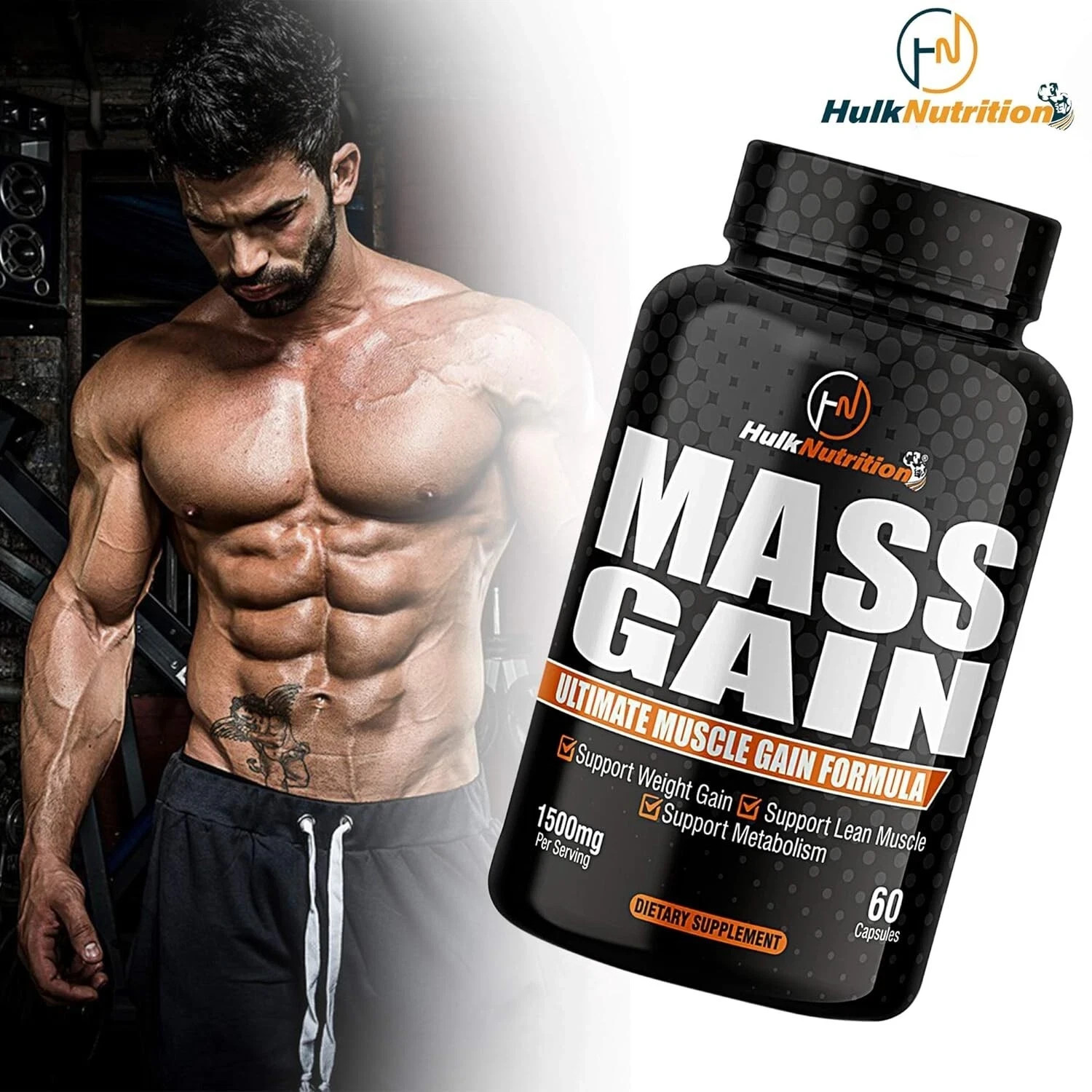 Bulk Gain Weight & Muscle Support Capsules | Daily Wellness Supplement | 60 Caps