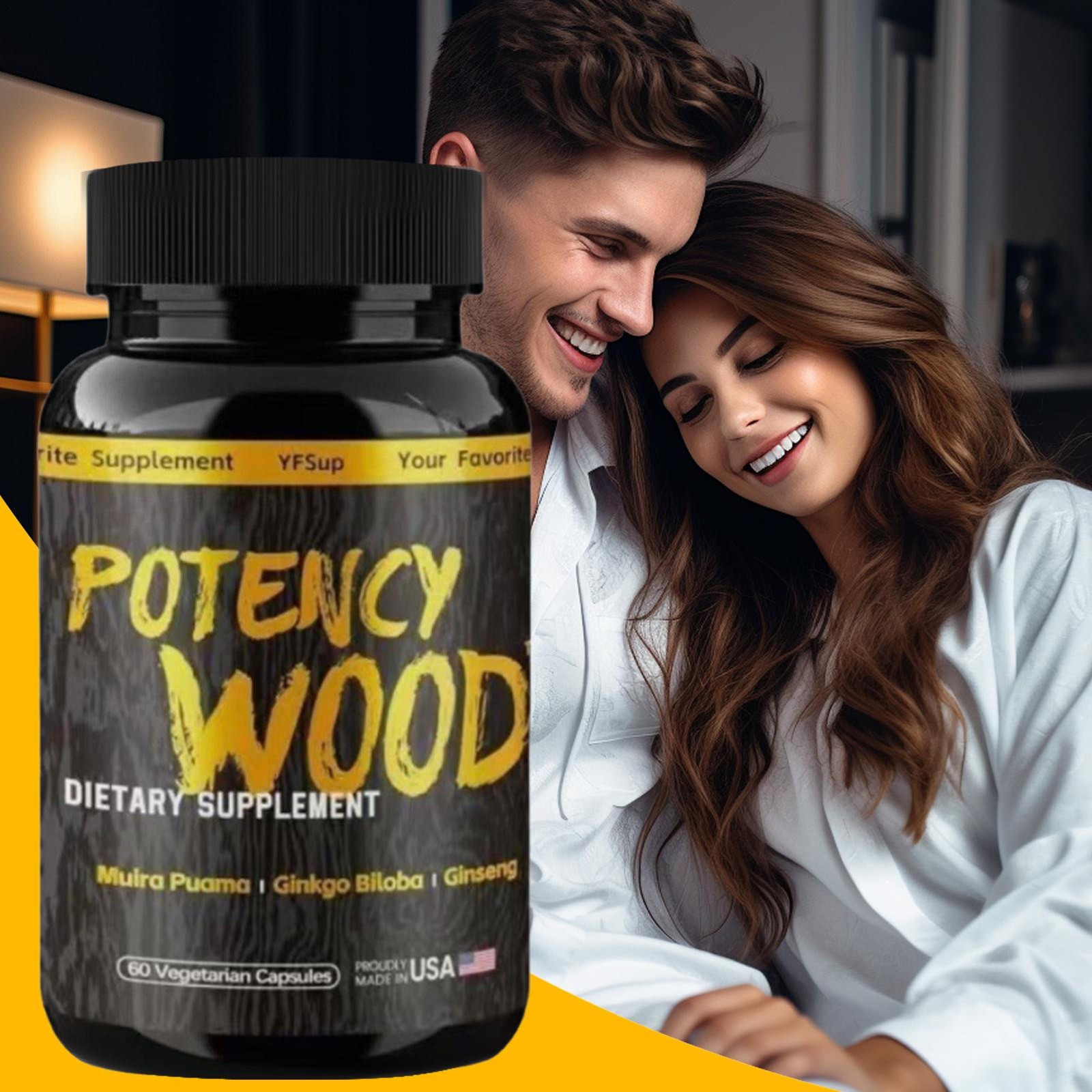 Potency Wood Dietary Supplement Muira Puama Ginko Biloba Ginseng 60 Capsules