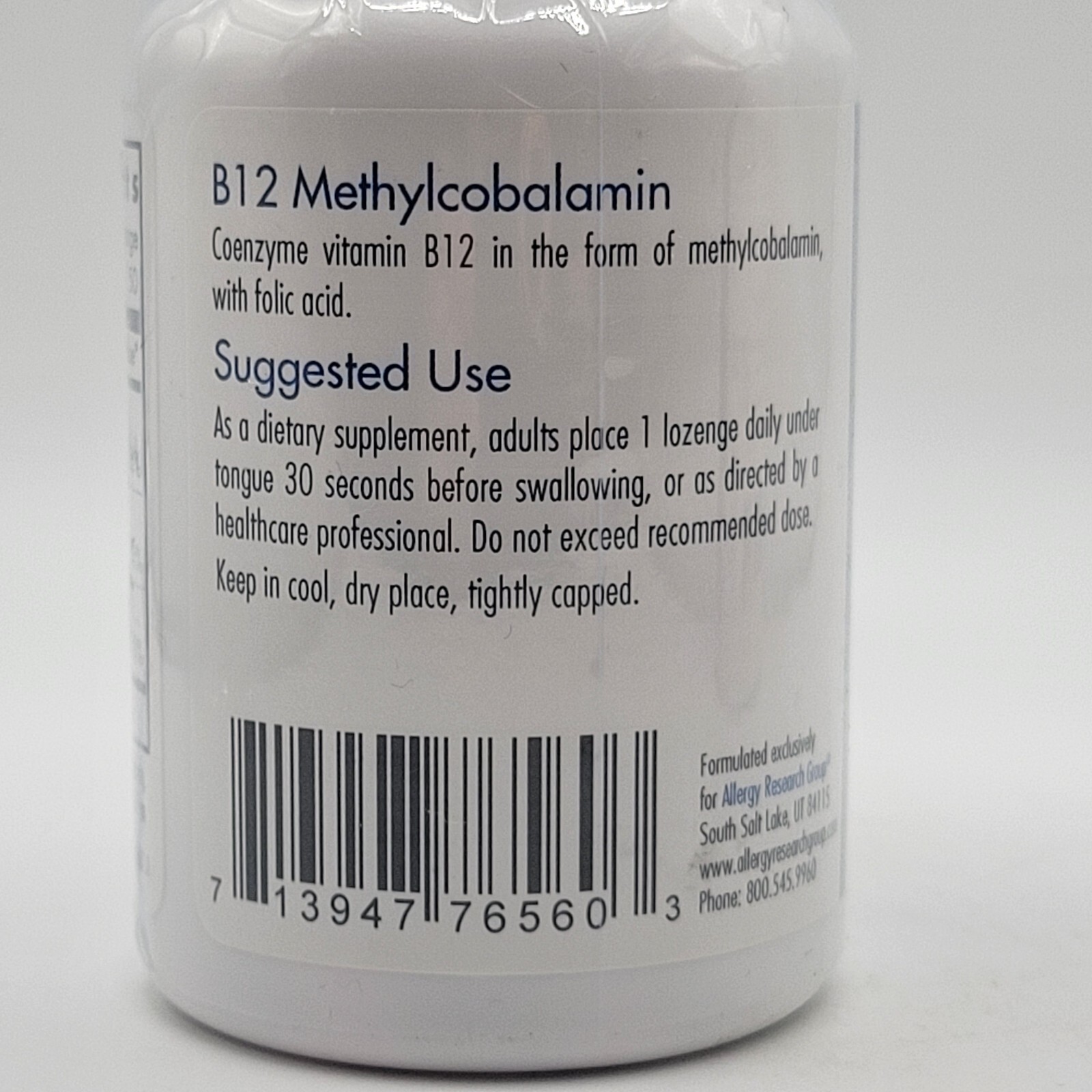 Allergy Research Group Vitamin B12 Methylcobalamin 50 Lozenges Folic Acid