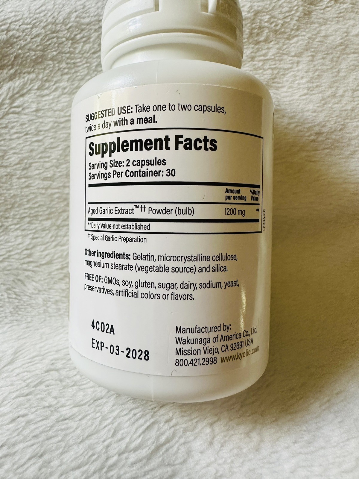 Kyolic Aged Garlic Extract Formula 200 Cardiovascular & Immune 60 Caps 03/2028
