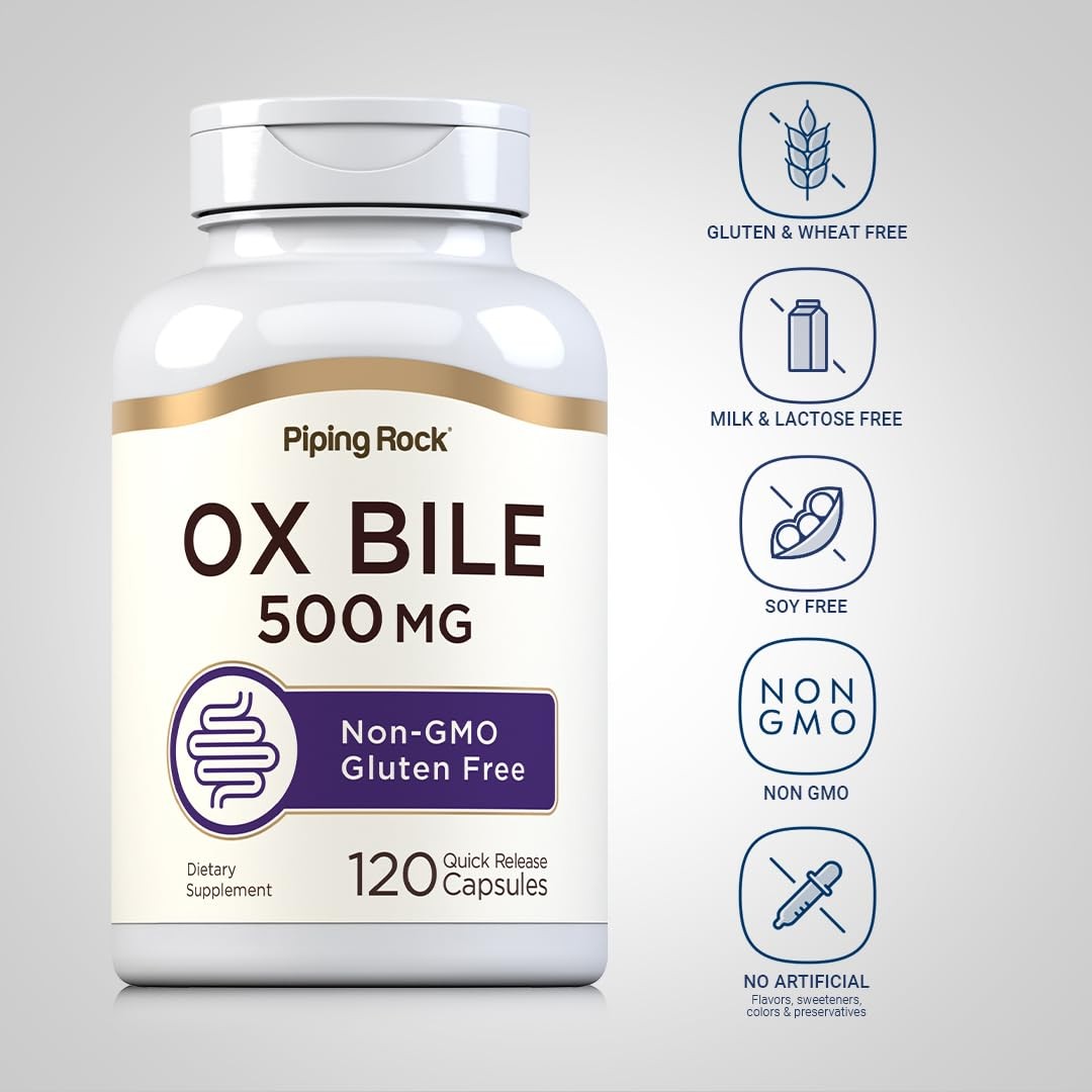 Ox Bile Supplement 500mg | 120 Capsules | Digestive Enzyme | Non-GMO, Gluten …