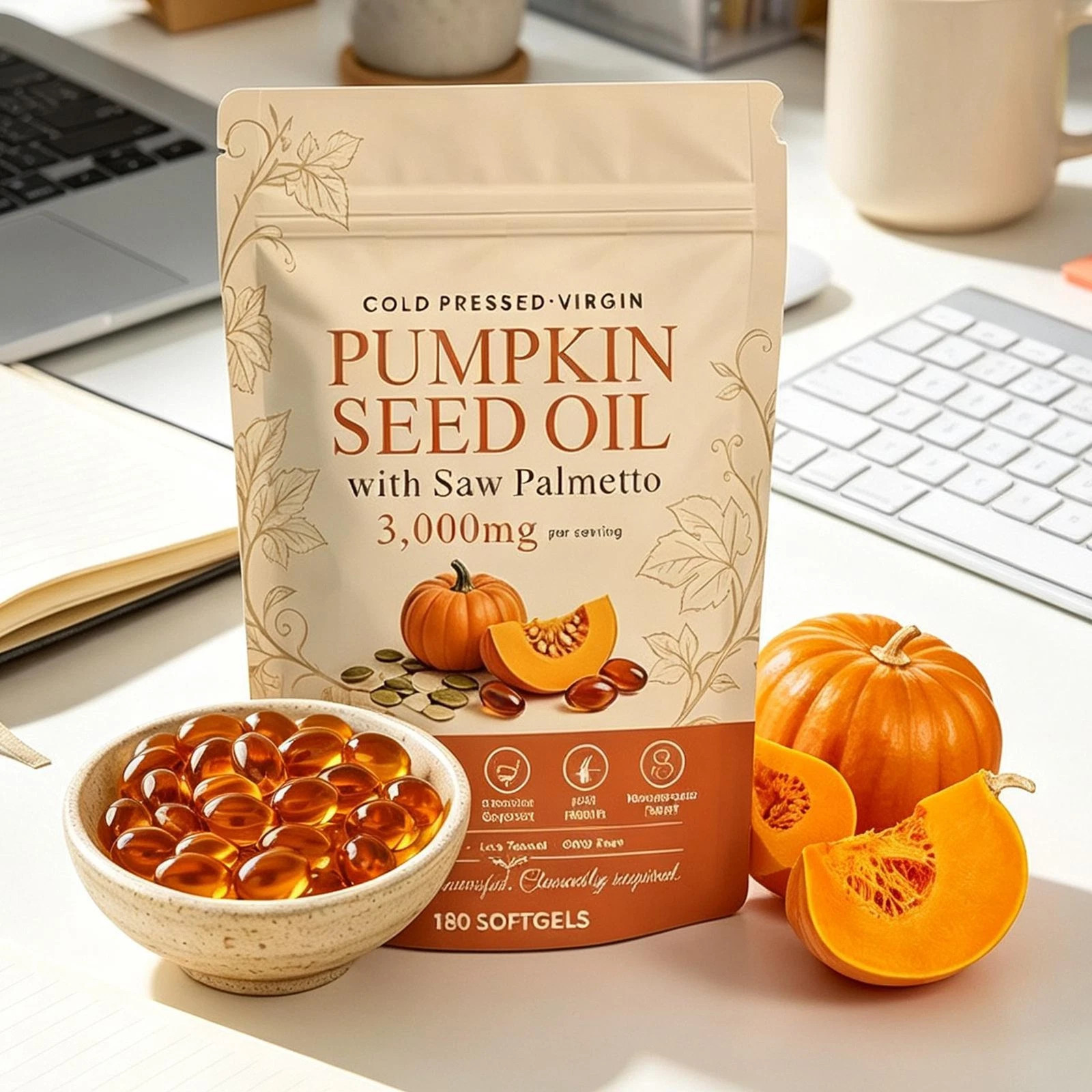 Everly Pumpkin Seed Oil with Saw Palmetto 300 Softgels Cold Pressed Pumpkin