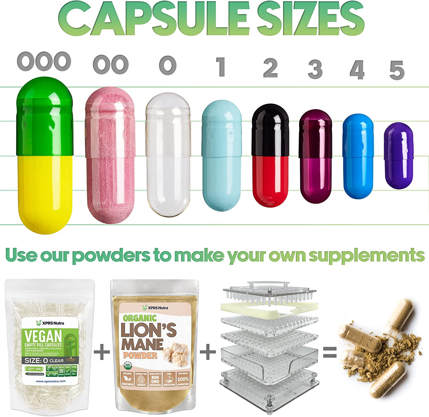 XPRS Nutra Size 5 Empty Capsules – 100 Count Clear Very Small Empty Gelatin Caps
