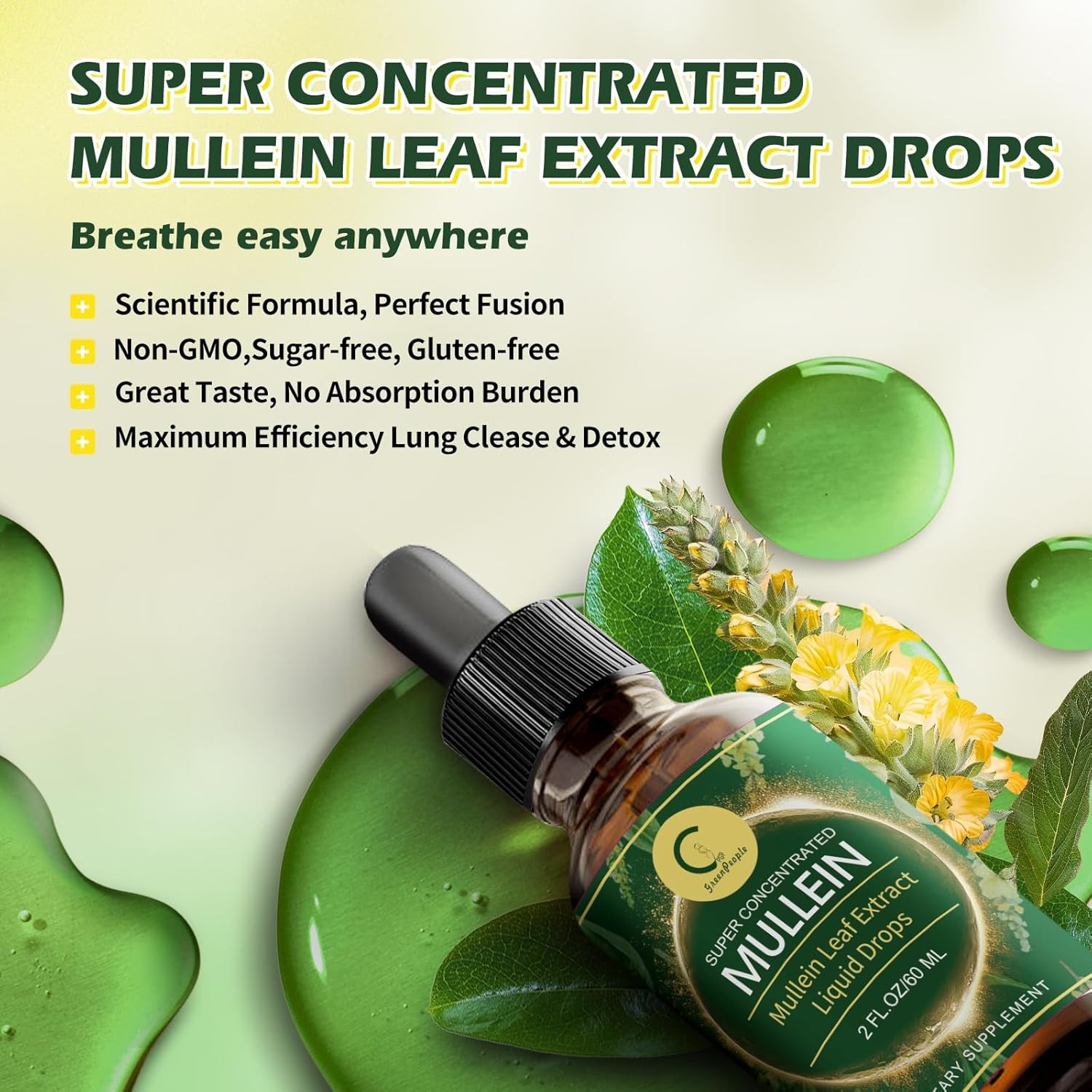 Mullein Leaf Extract Extra Strength Respiratory Health Immune Support 2oz