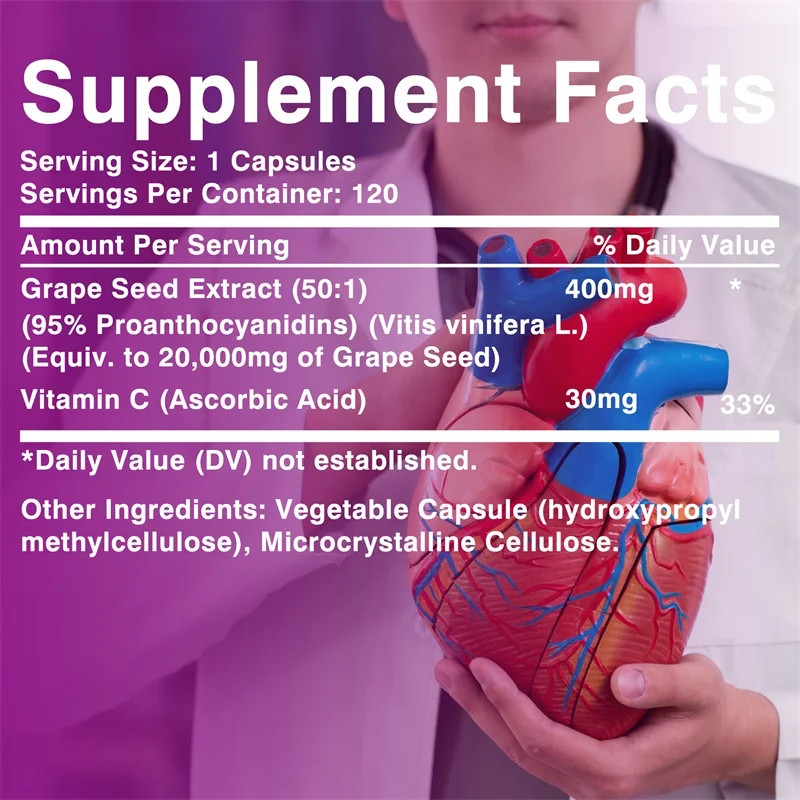 Grape Seed Extract 240pcs, Anti-aging, Nutrient Absorption, Increase Collagen