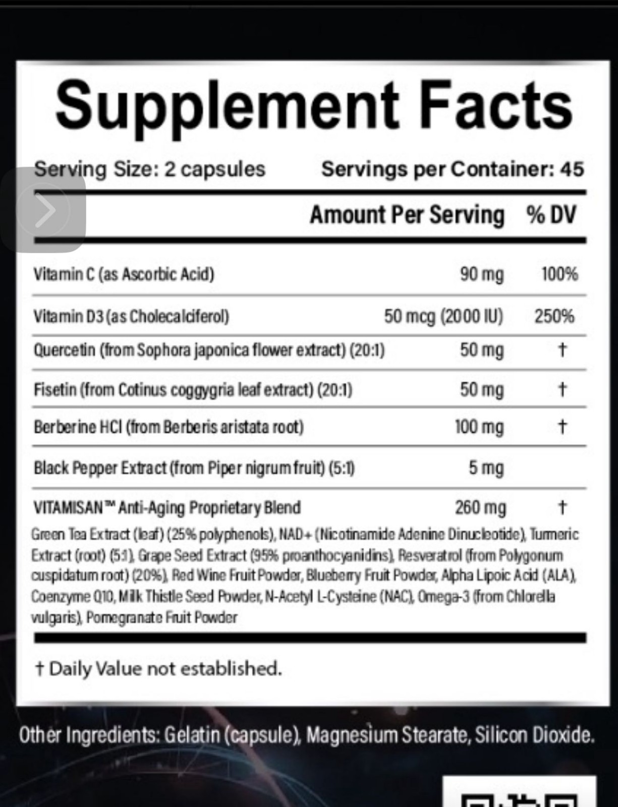 Resveratrol NAD 90 Capsules Natural Antioxidant, Anti Aging, Anti Inflammatory