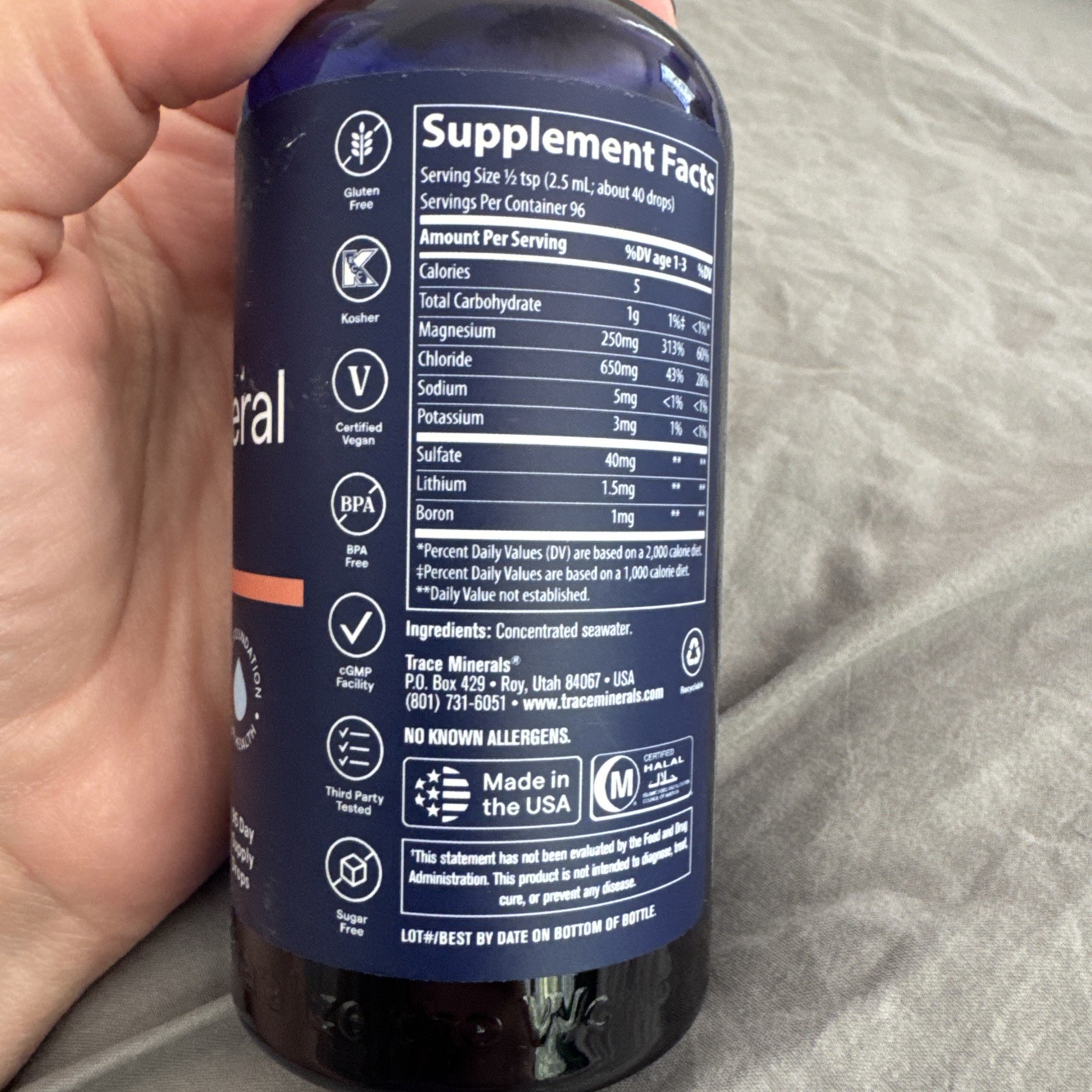 ConcenTrace Trace Mineral Drops | FULL Spectrum – 96 day supply 8 oz BRAND NEW