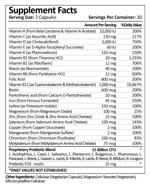 ProCare Health | Bariatric Multivitamin + Probiotics | 45mg Iron | 60 Count