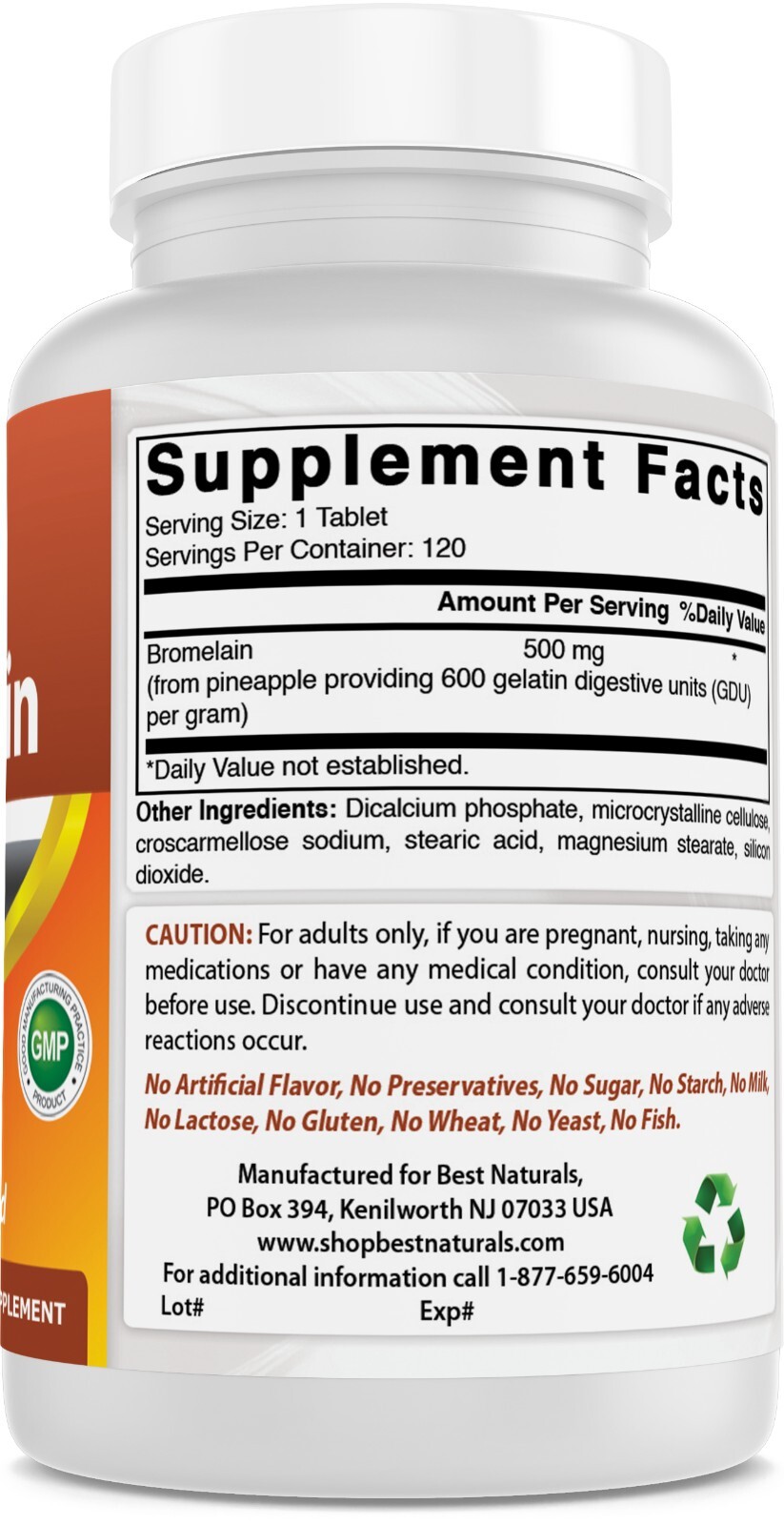Best Naturals Bromelain 500 mg 120 Tablets