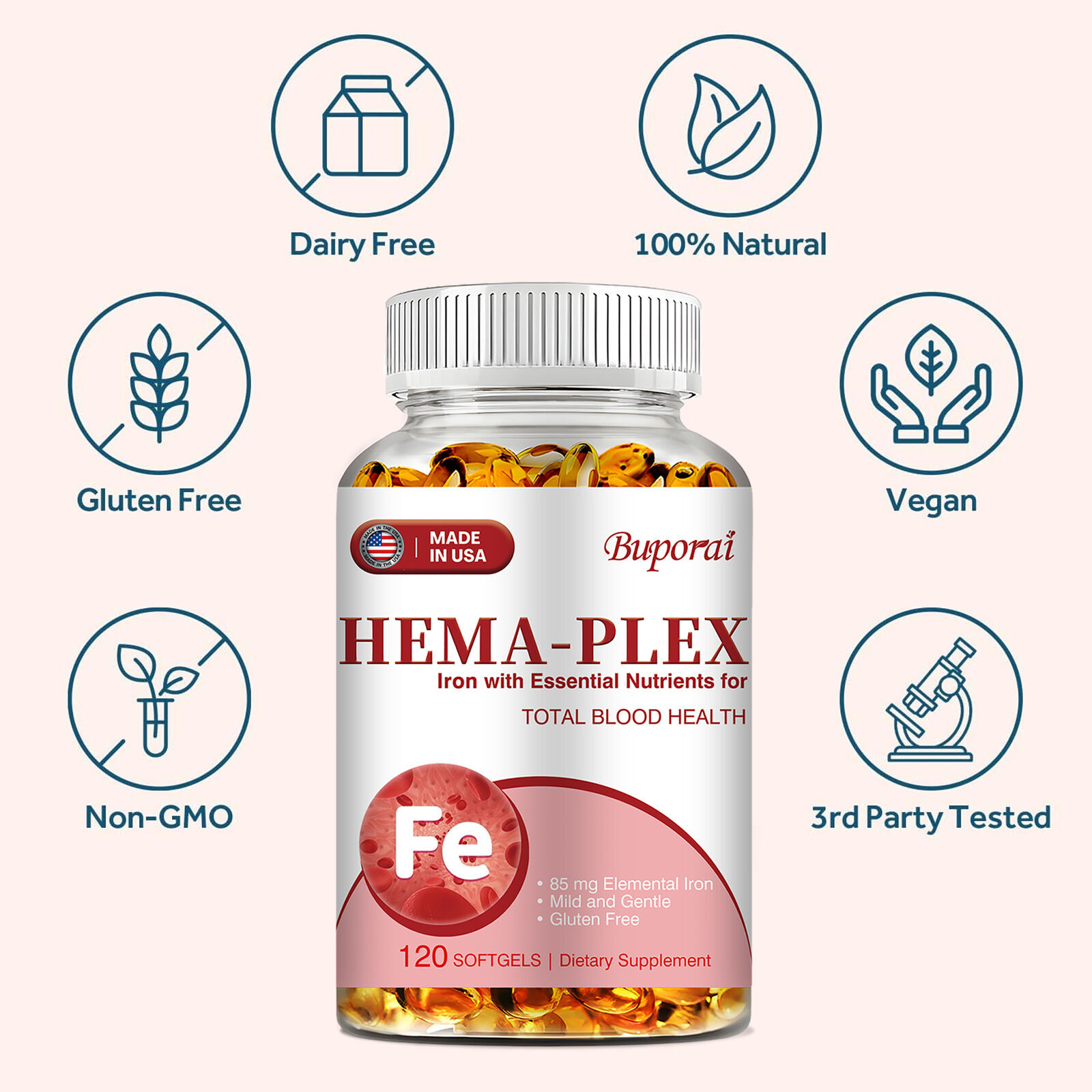 Hema-Plex Iron-Promotes Healthy Blood Circulation And Red Blood Cell Production