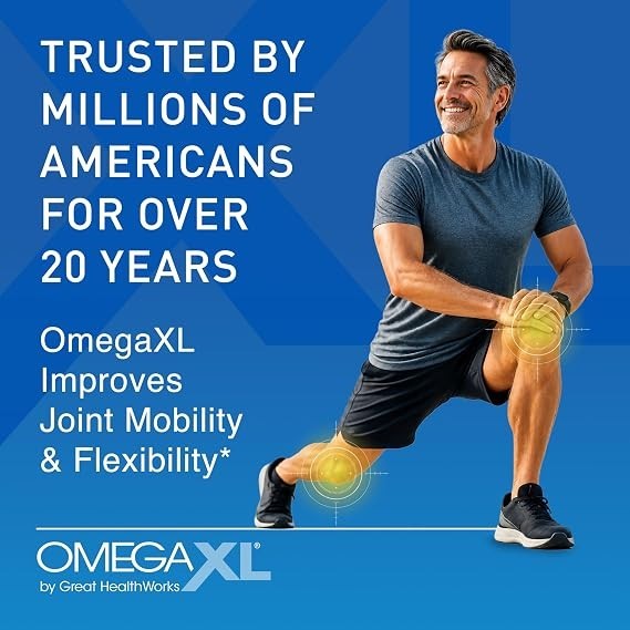 OmegaXL Joint Support Supplement 60 Count Green Lipped Mussel Oil, Soft Gel Pill