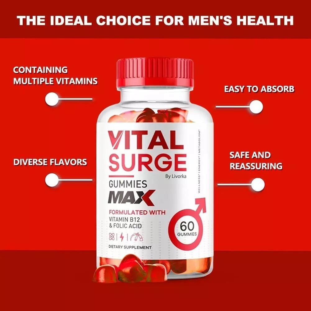 -Vital Surge Male Gummies, Maximum Strength Vital Surge Advanced Formula 60 PCS